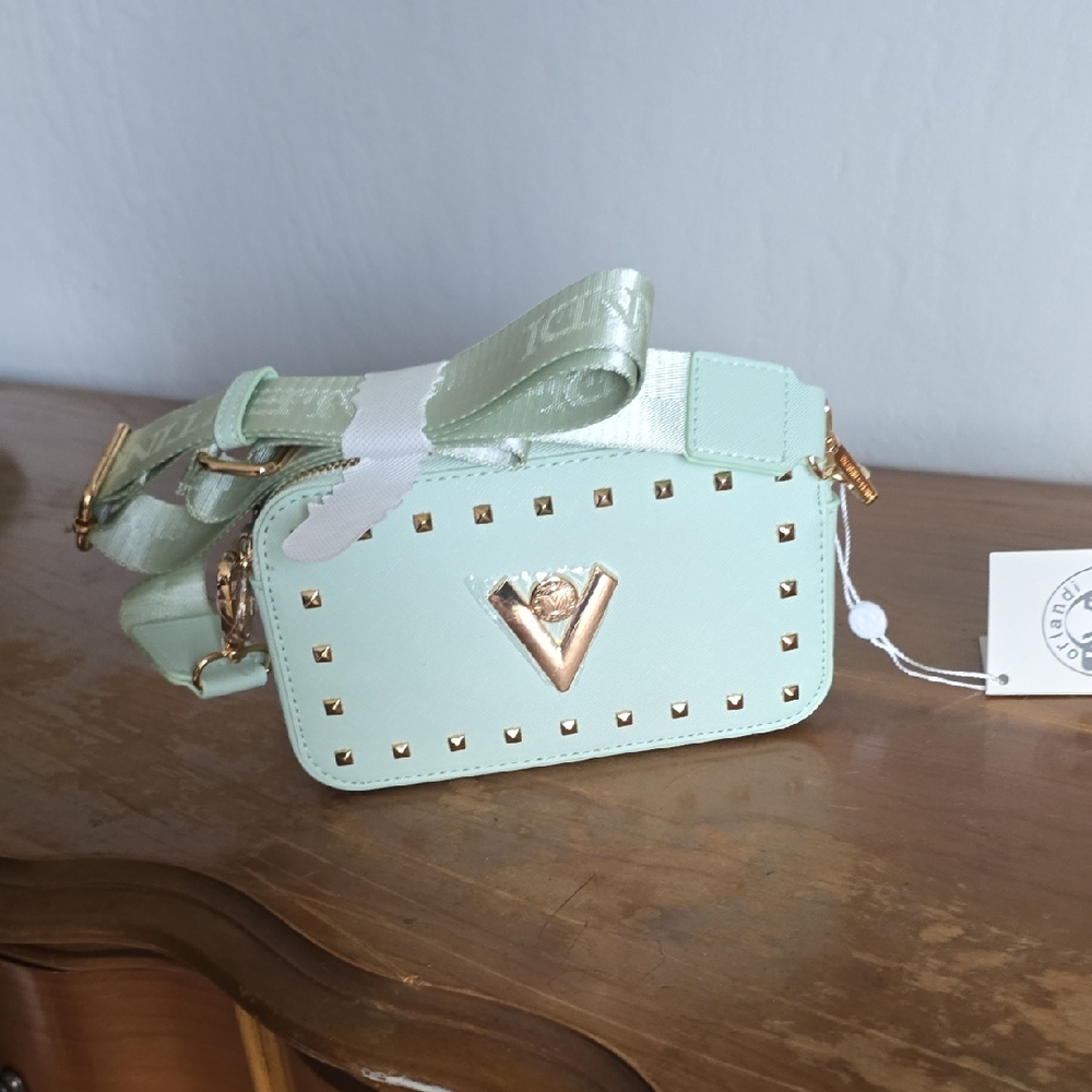 Valentino Orlandi Light Green Crossbody Bag with Gold Accents - Picture 1 of 5